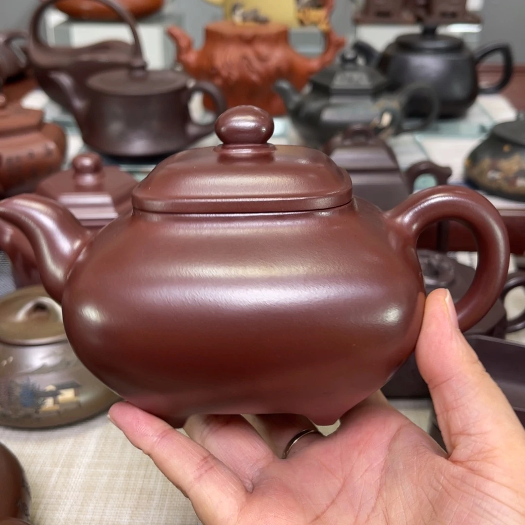 泉***夫紫砂茶壶四方传炉光素