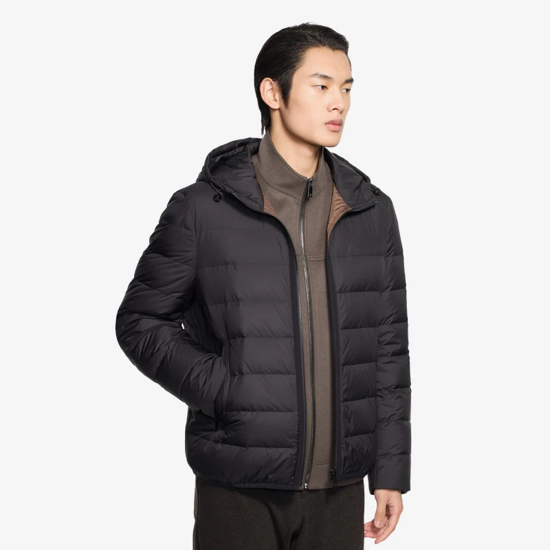 劲霸男装男士夹克轻薄羽绒服短款连帽休闲外套|BRDE3113