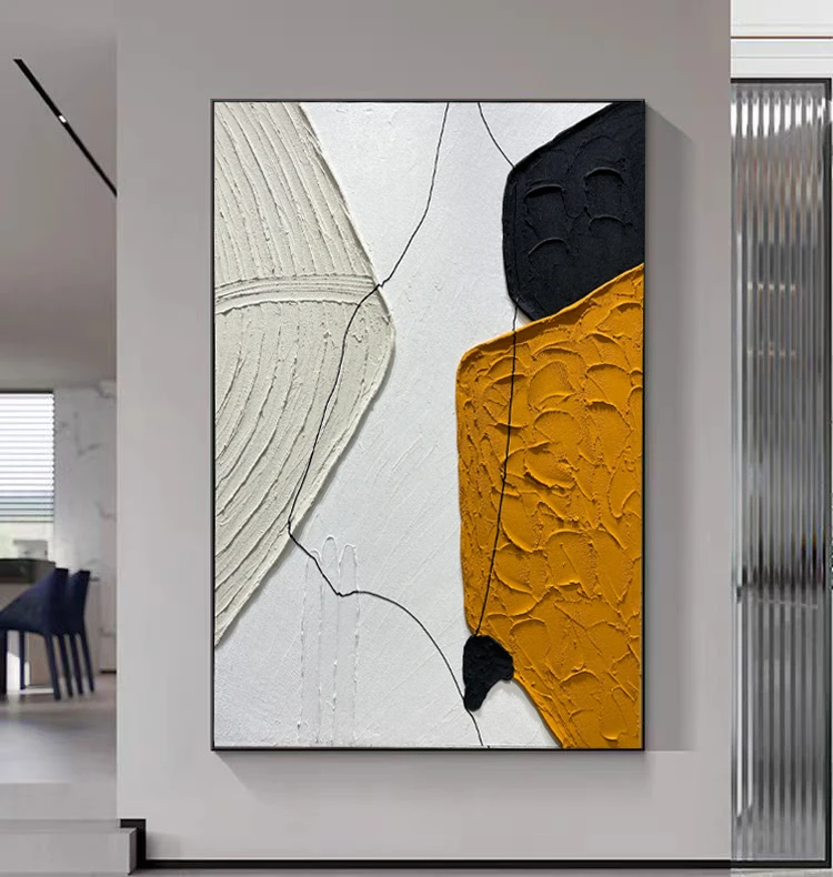 橙意-纯手工立体厚肌理画过道简约时尚玄关沙发玄关装饰画