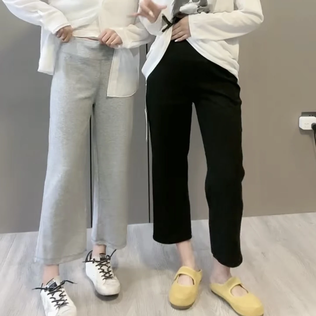 夏季薄款高腰大码女直筒休闲卫裤简约百搭显瘦