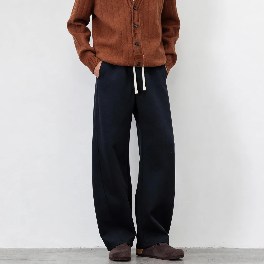 黑色裤子男秋季宽松直筒潮流美式休闲运动卫裤秋冬加绒阔腿弯刀裤