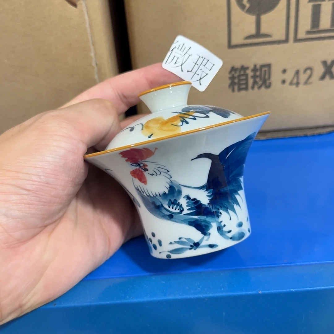 釉下手绘茶具微瑕