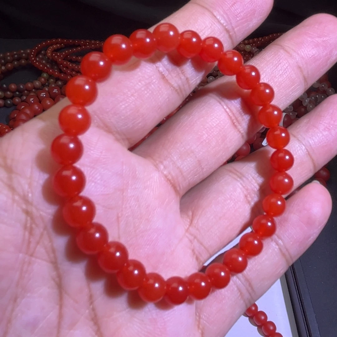 手链未镶嵌南红玛瑙6.5冰红