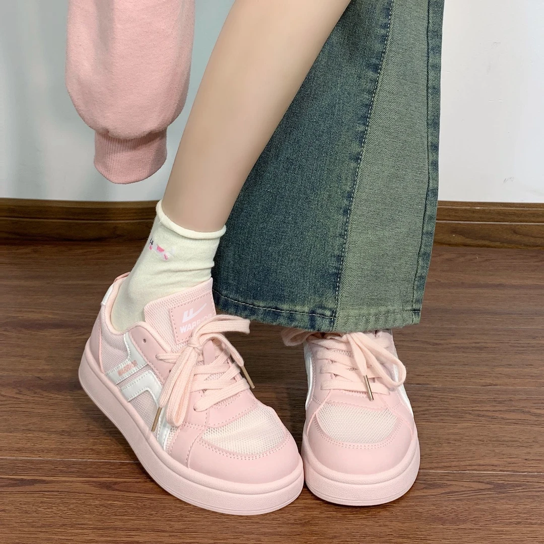 回力网面女鞋新款粉色板鞋女透气百搭原创设计复古休闲港风运动鞋