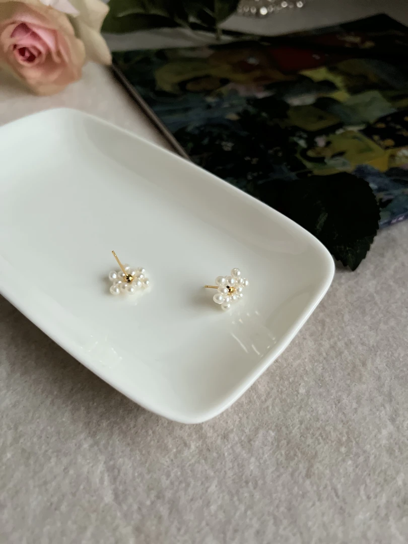 天然淡水珍珠耳钉冰雪女王耳饰白色珍珠耳钉强光耳饰925耳钉简约