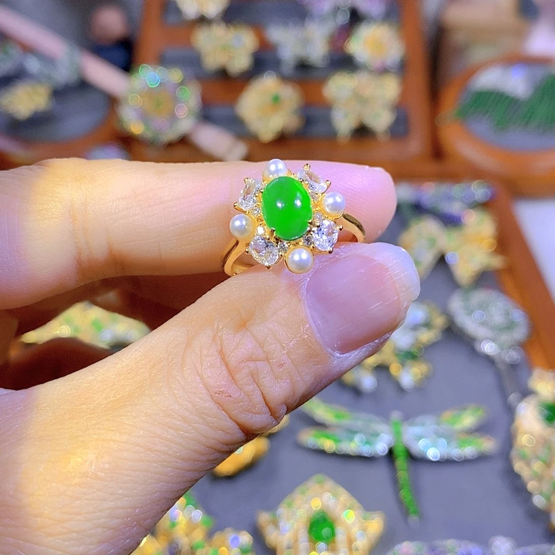 颈饰银S925镶嵌翡翠