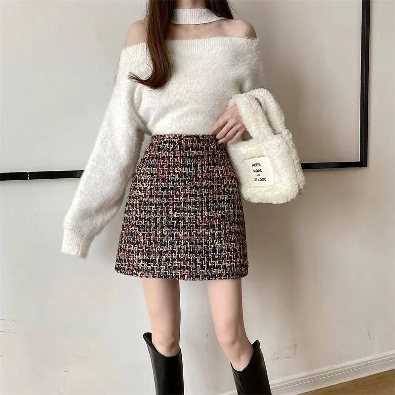 3秋冬新款半身裙A字洋气小香风高腰百搭包臀裙