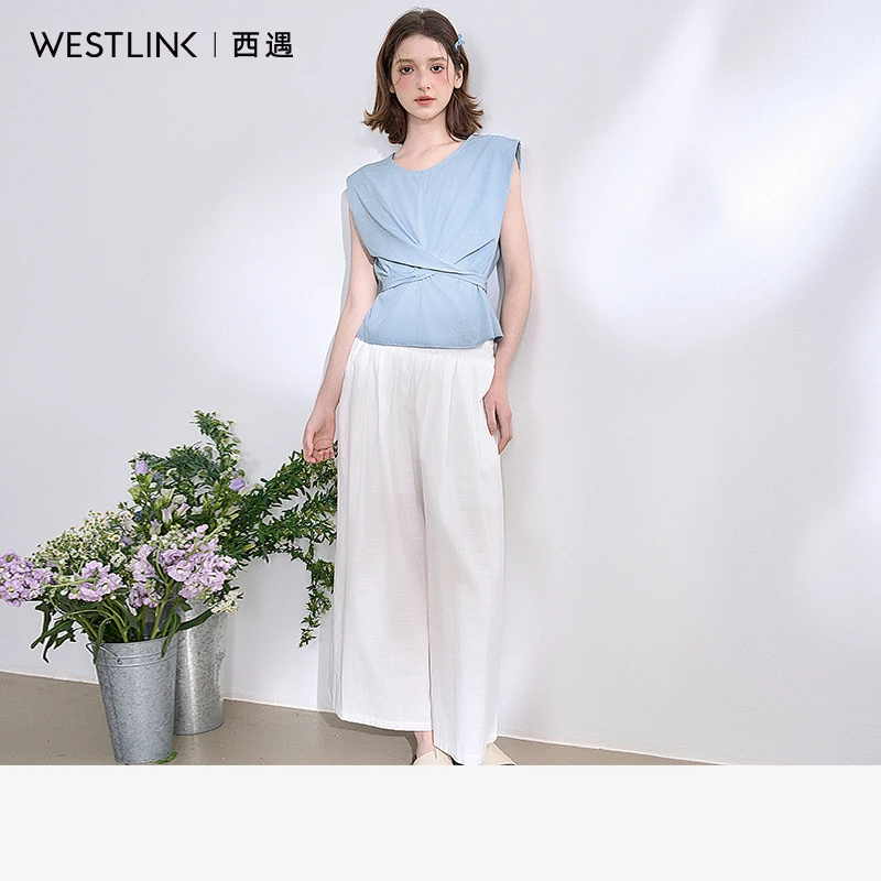 0627文艺感套装女2025春夏设计感背心搭阔腿裤两件套