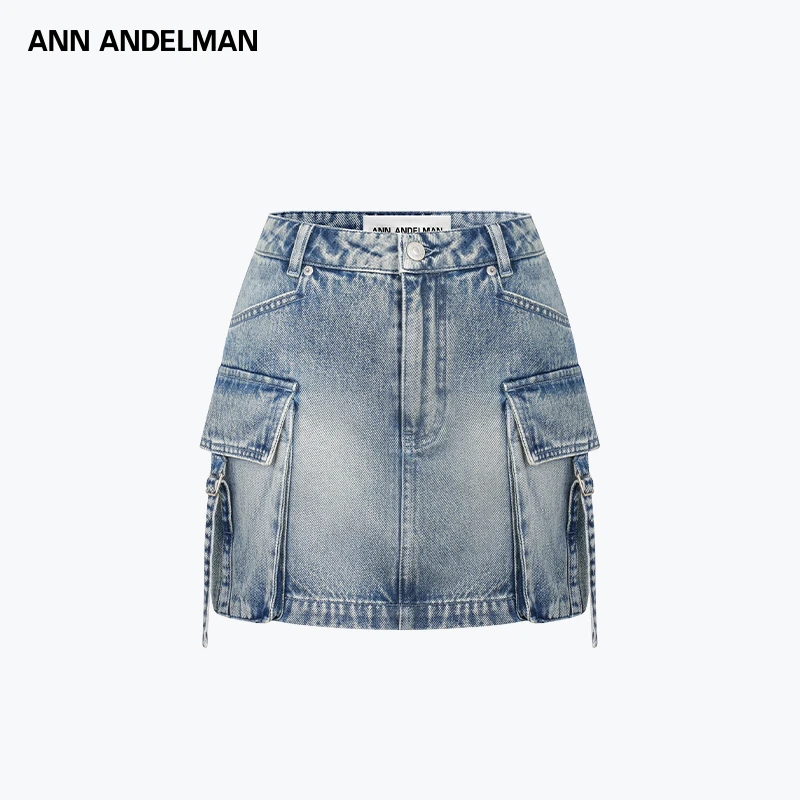 ANN ANDELMAN 25秋冬 时尚设计水洗蓝工装水洗牛仔短裙
