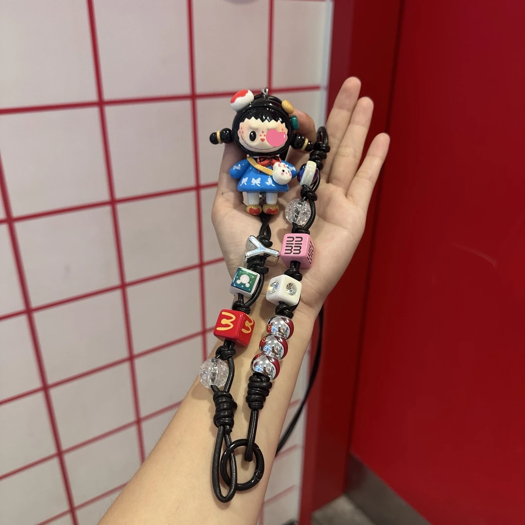 B000纯手工粘土捏制学生布布手机斜跨链绳