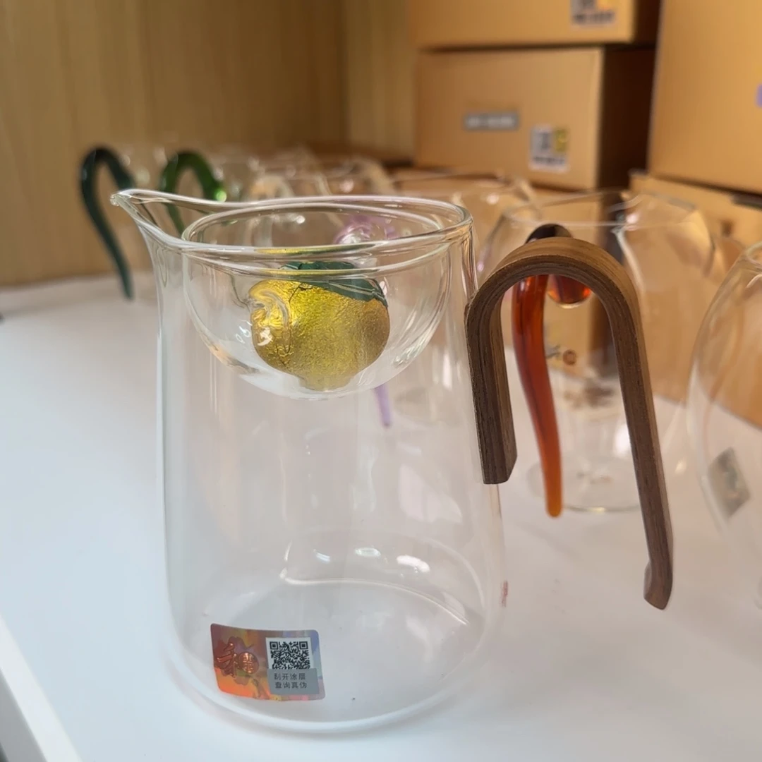 鬏***鬏手工艺品琉璃禾器云笙公道杯木作