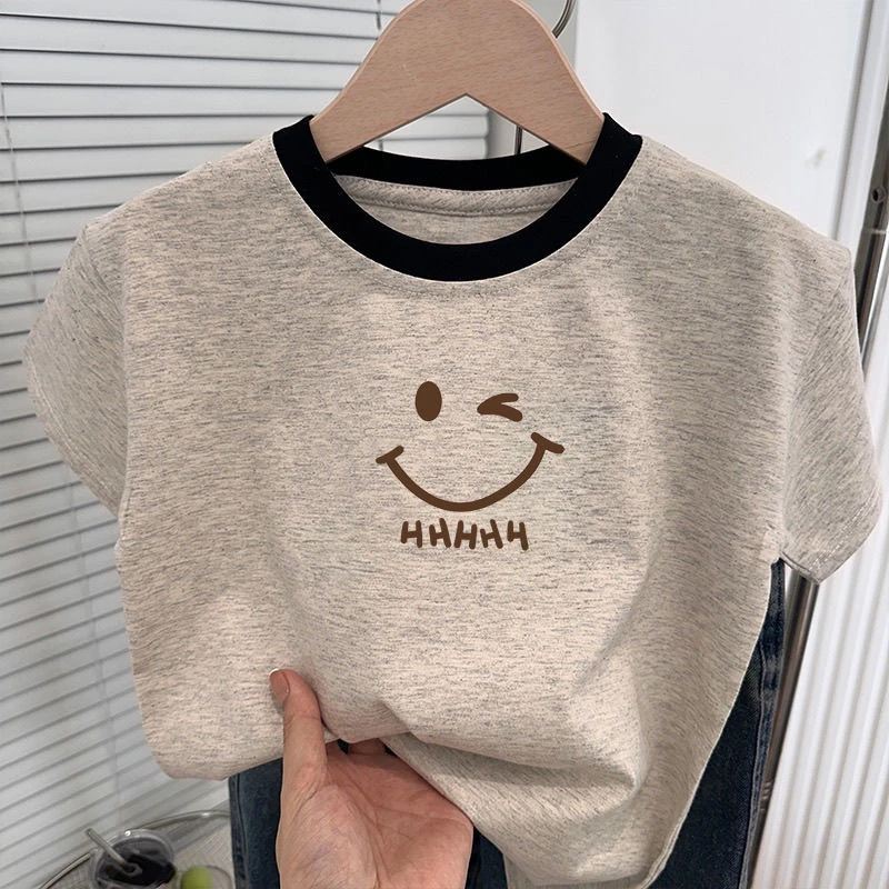 儿童纯棉短袖T恤新款夏季女童男童印花韩版卡通宝宝童装圆领上衣