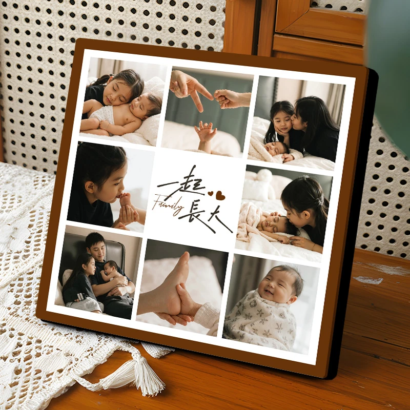 儿童厂长九宫格相框摆台定制洗照片做成宝宝相片画框高级感