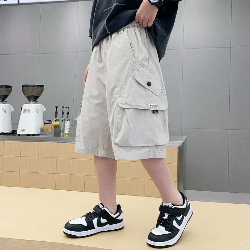 男童夏季速干七分裤2025新款中大童夏装裤子男孩休闲薄款工装短裤