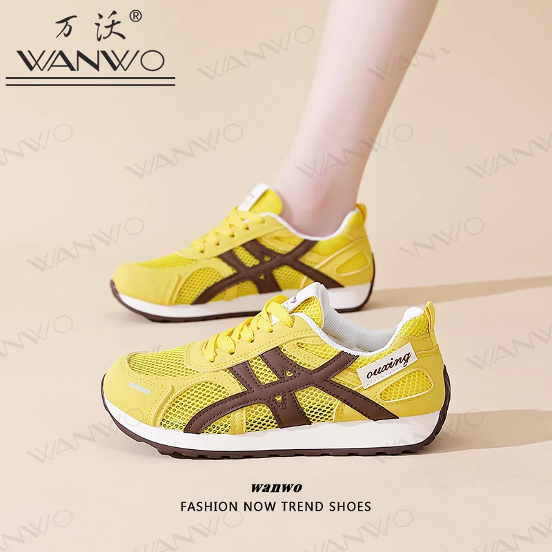 厚底德训鞋阿甘鞋2025夏季新款网面透气时尚休闲运动鞋女鞋小白鞋