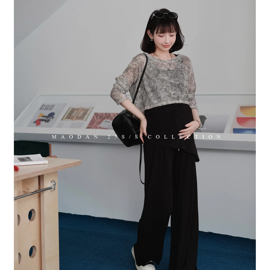 maodan/猫单清仓【自由费城】孕妇套装三件套冰感防晒衫背心薄款.