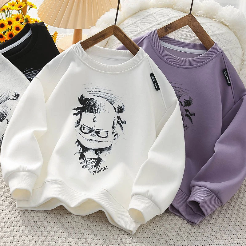 男童春秋圆领卫衣2025新款中大童韩版上衣儿童洋气百搭打底套头衫