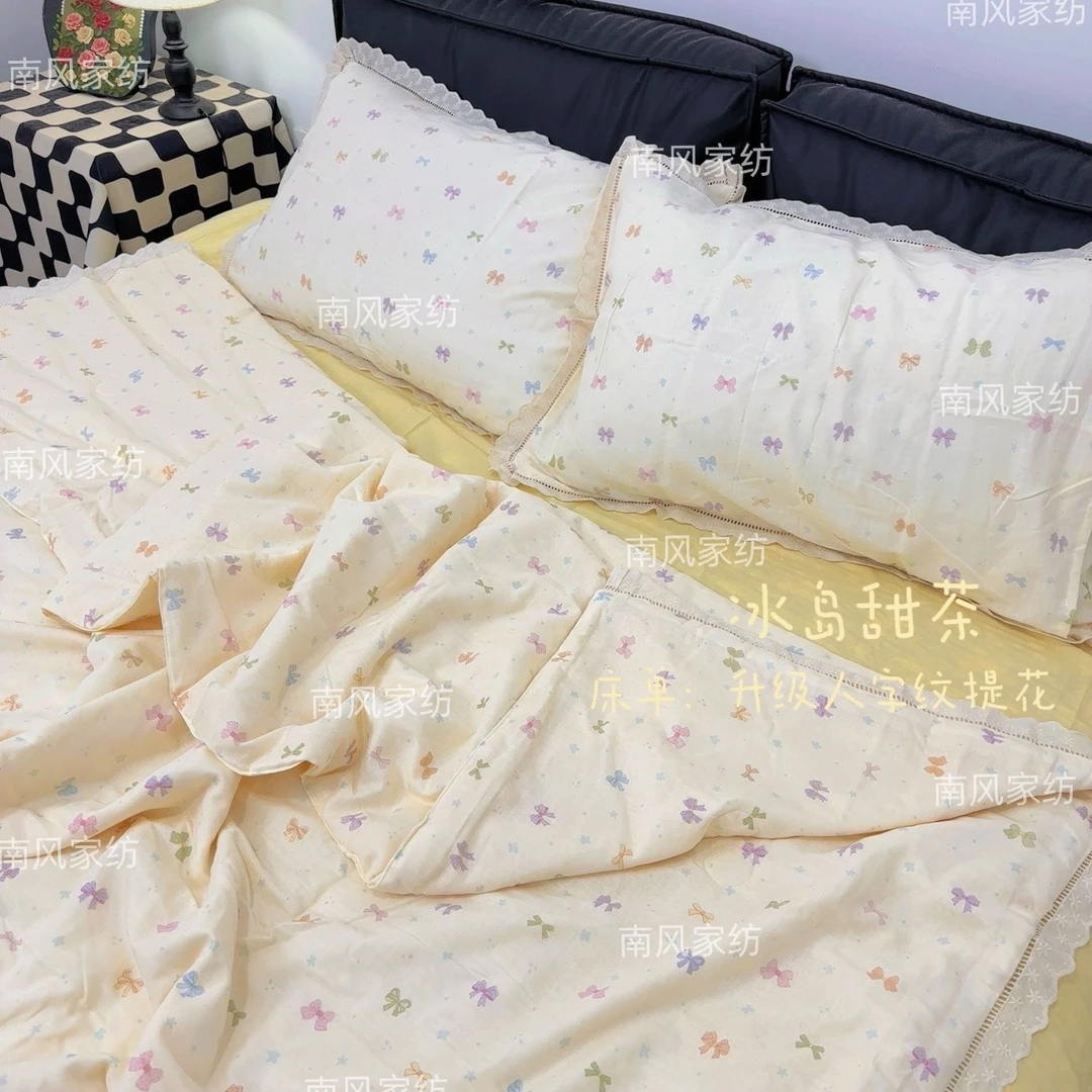 夏被～母婴级全棉双层纱重工刺绣花边小清新夏凉被A类空调被可机洗