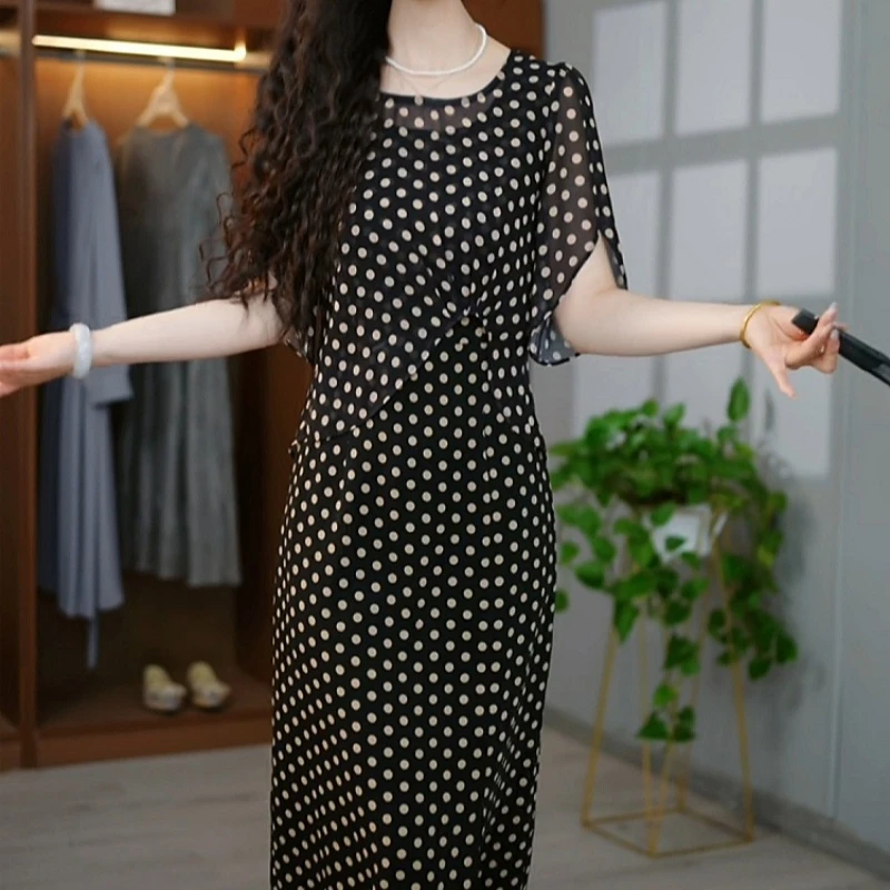 时尚高端精致优雅女装2025夏季新款减龄修身显瘦波罩衫连衣裙套装