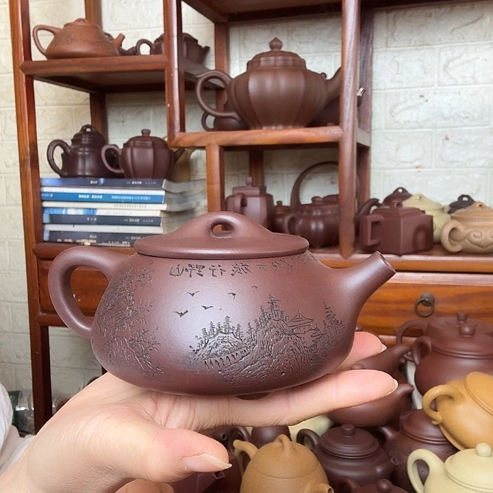 方***坎茶壶紫砂石瓢380cc精工半手工