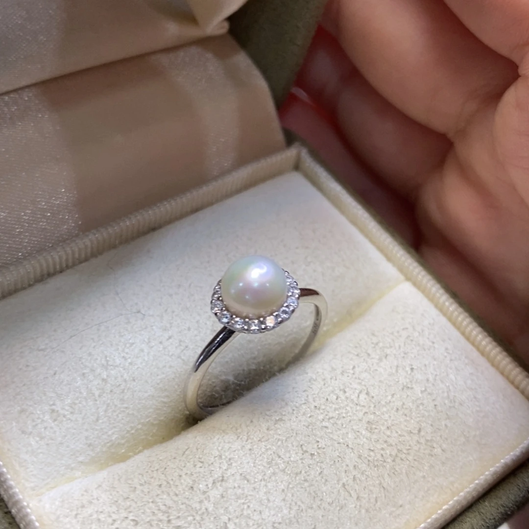 淡水珍珠戒指银S925镶嵌