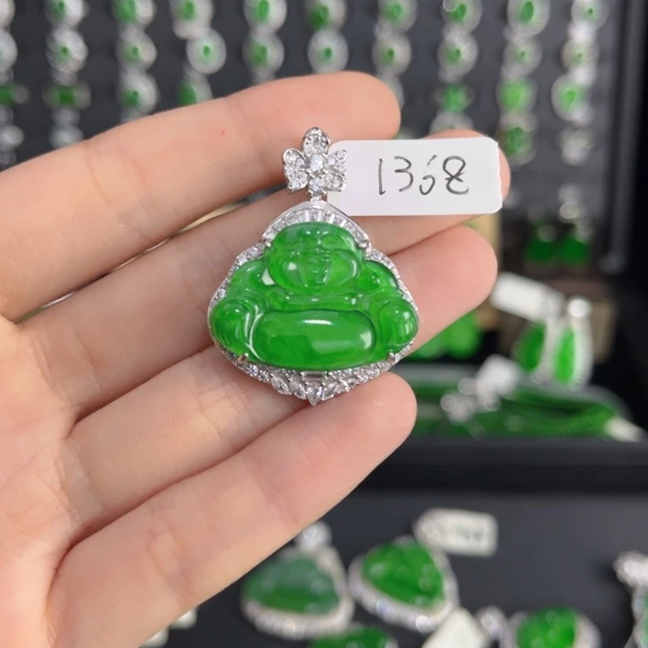 银S925镶嵌戒指翡翠佛公吊坠