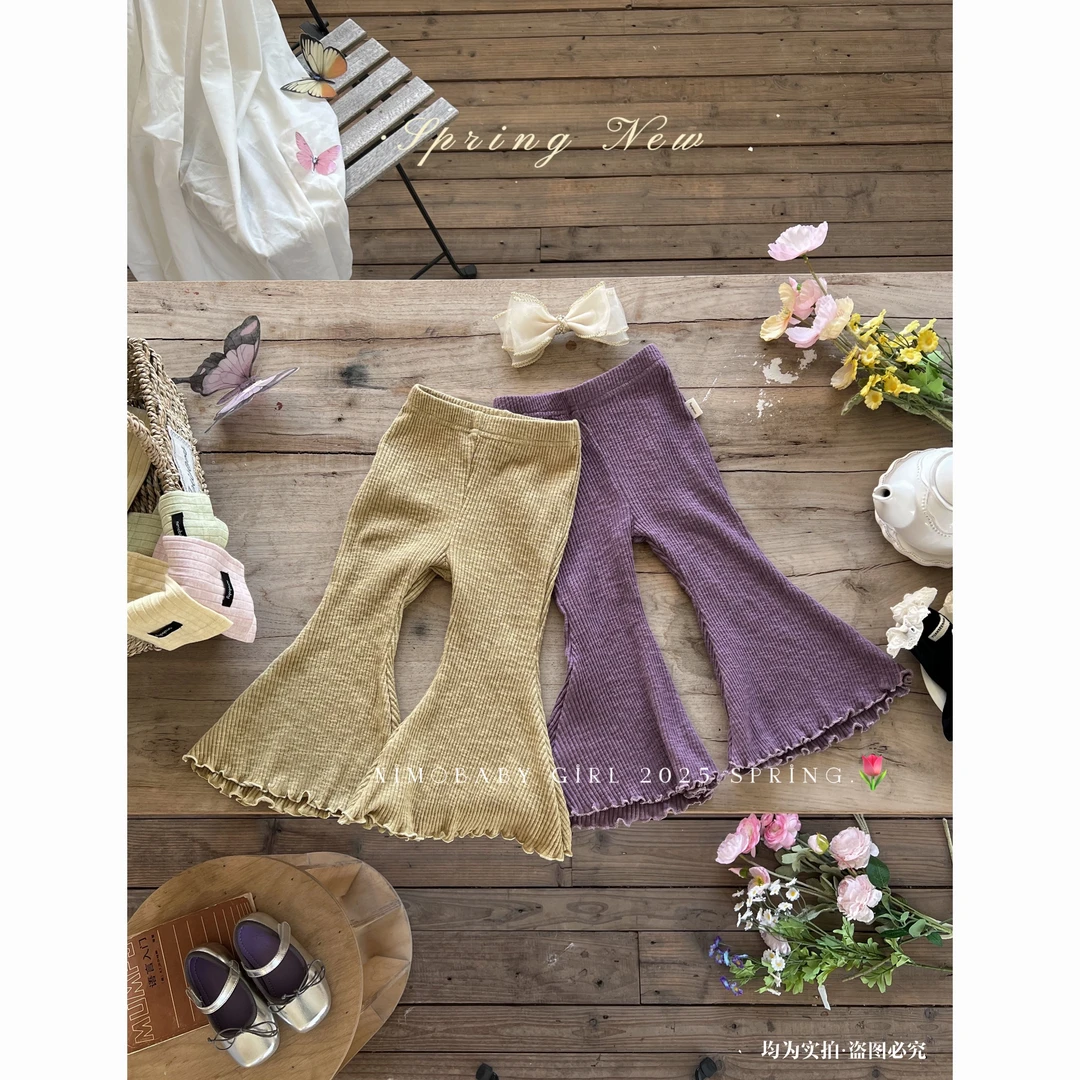 NIMO【茉莉葡萄-裤子】韩版春季新款宝宝纯色百搭复古时尚打底裤子