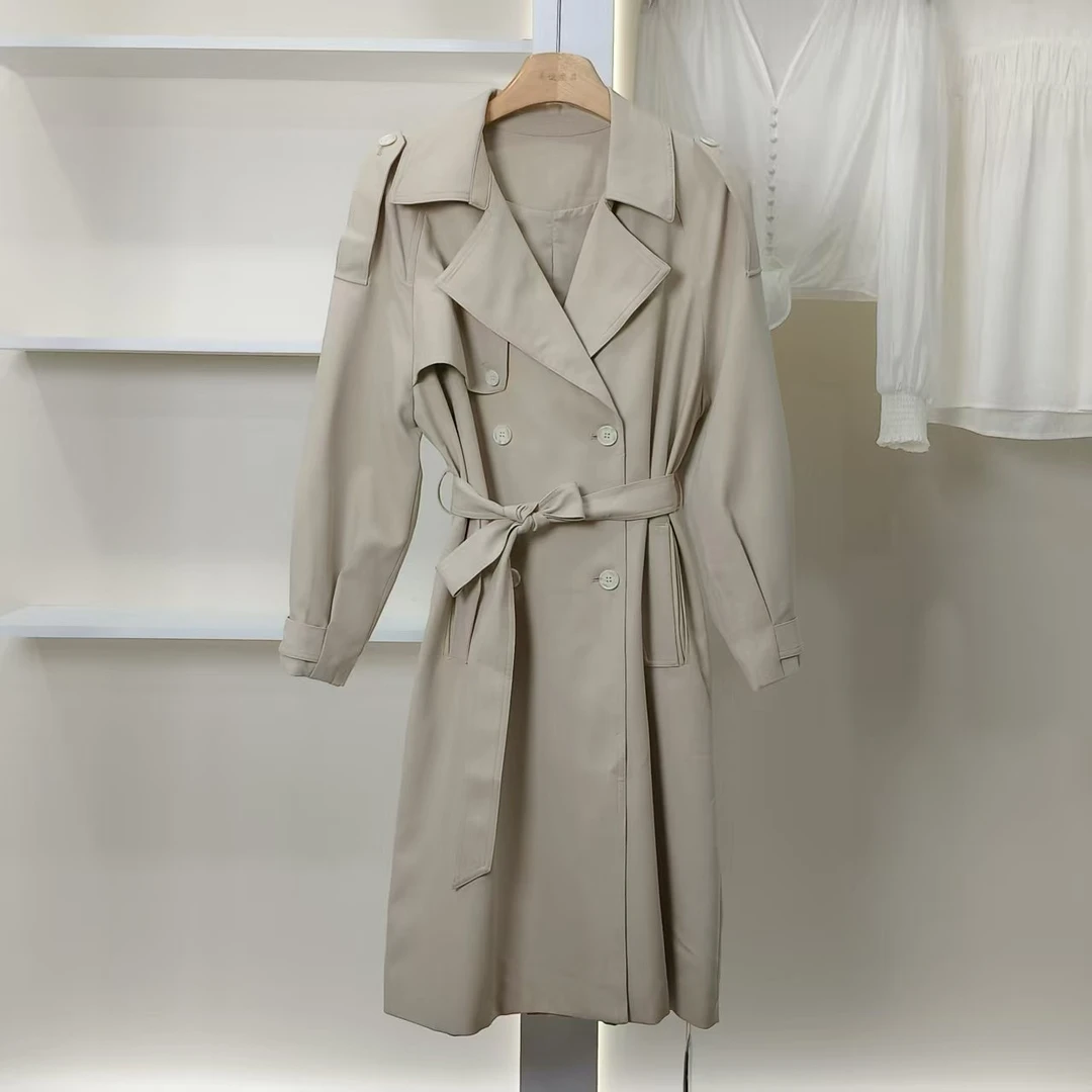 【麦笛•品牌新款】5082566 双排扣风衣外套春秋女装品牌专柜正品