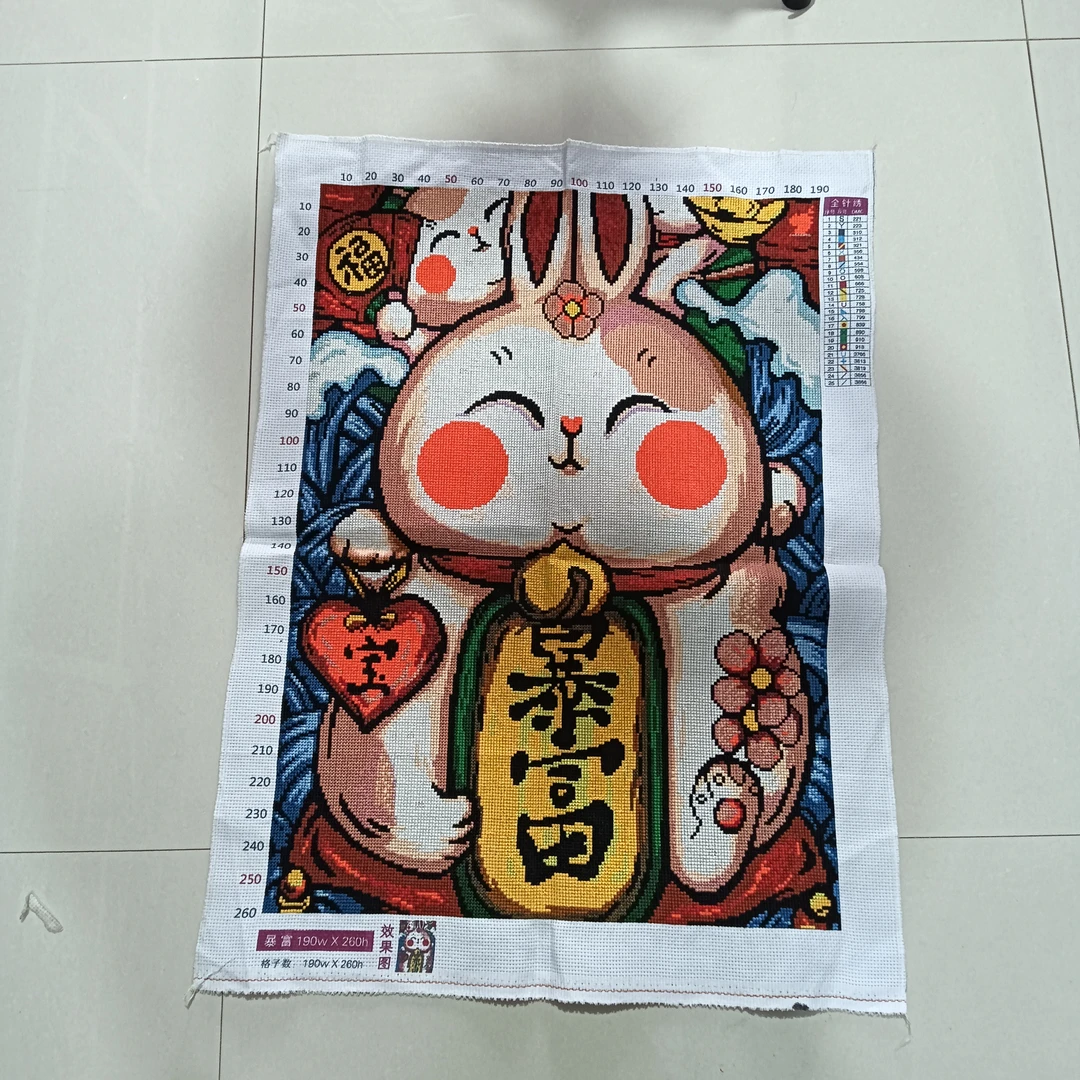 纯手工绣好的十字绣成品暴富