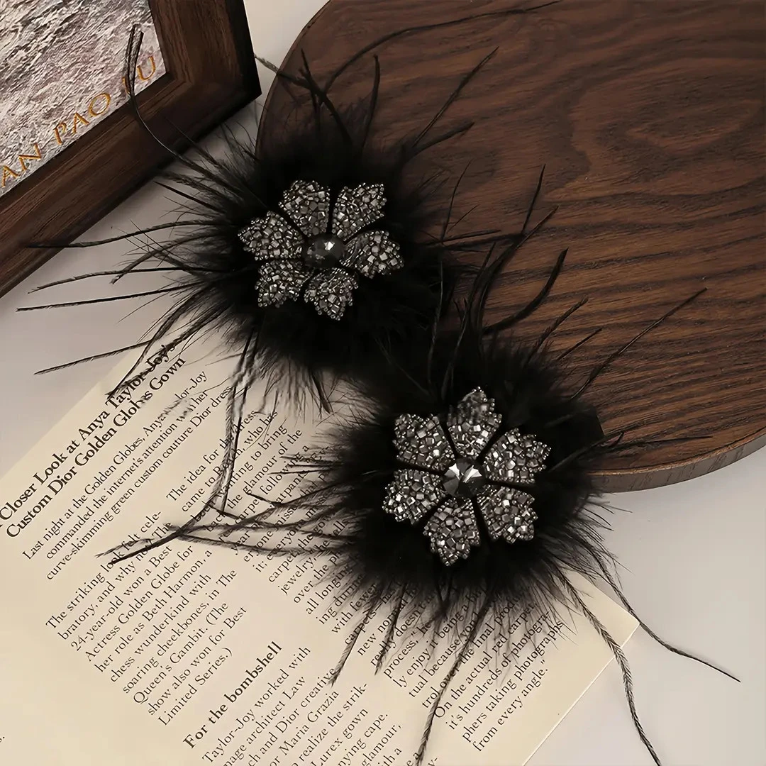 羽毛雪花氛围感高级发夹百搭鸭嘴夹精致气质刘海夹侧边夹对夹发饰