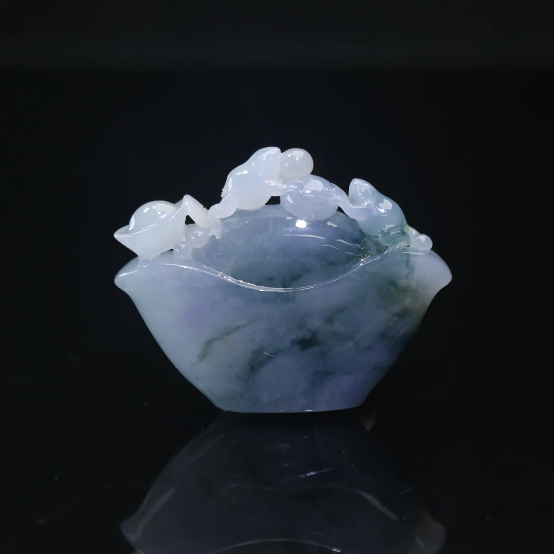 49天然缅甸翡翠A货紫飘绿元宝/100289/上海嘉禾拍卖