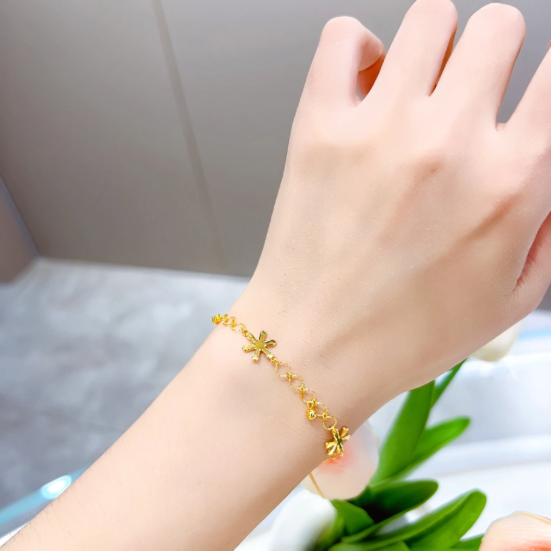 精品5G足金时尚雪花手链00758