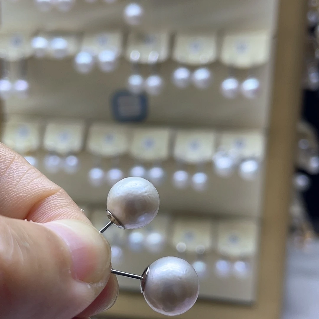 银S925镶嵌淡水珍珠耳饰