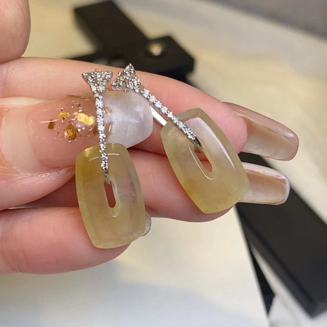 翡翠耳饰18K金镶嵌福贝