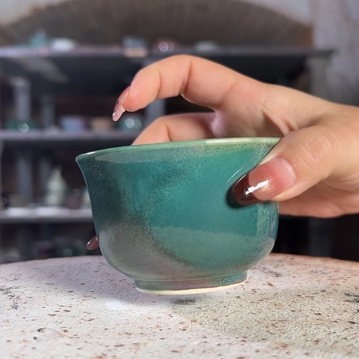 瓷片钧瓷杯子小摆件6473