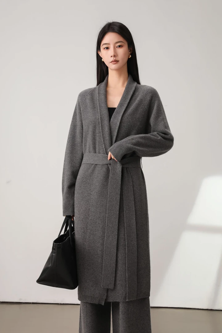 翻领家居服慵懒极简风羊绒外套