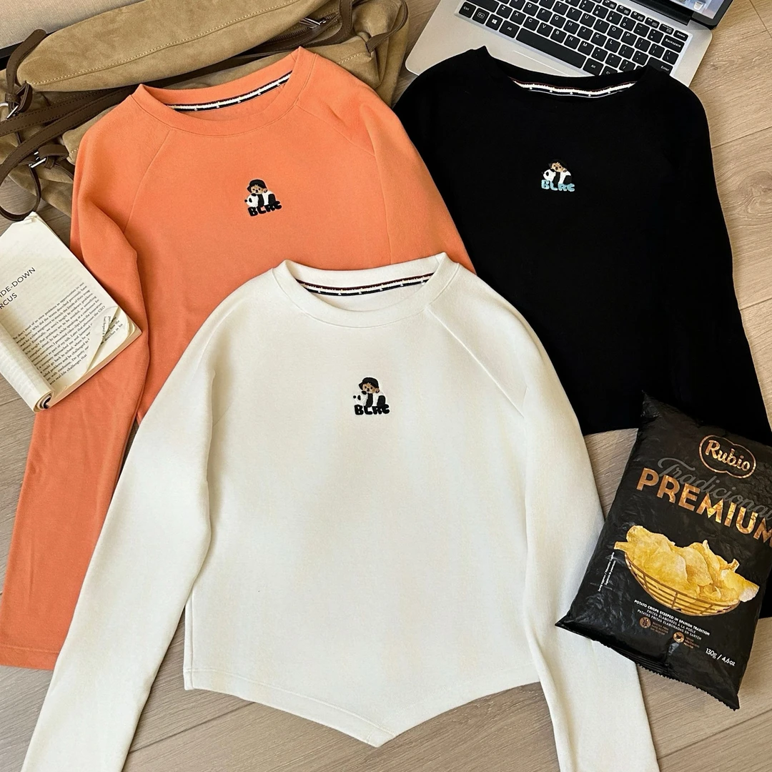 阿悄家  冬款 小熊猫哥俩好双面澳绒长袖T恤#86885