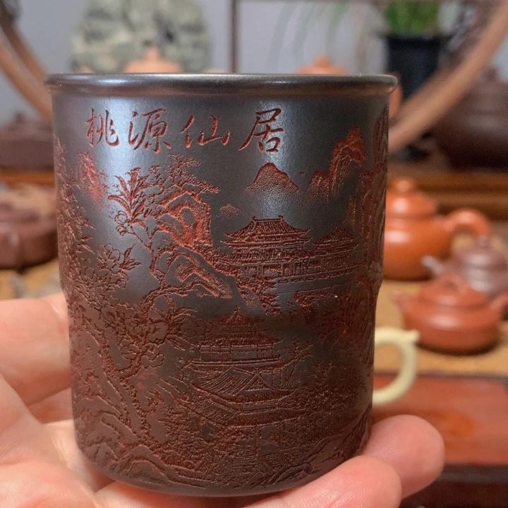 紫砂茶壶石黄主人杯