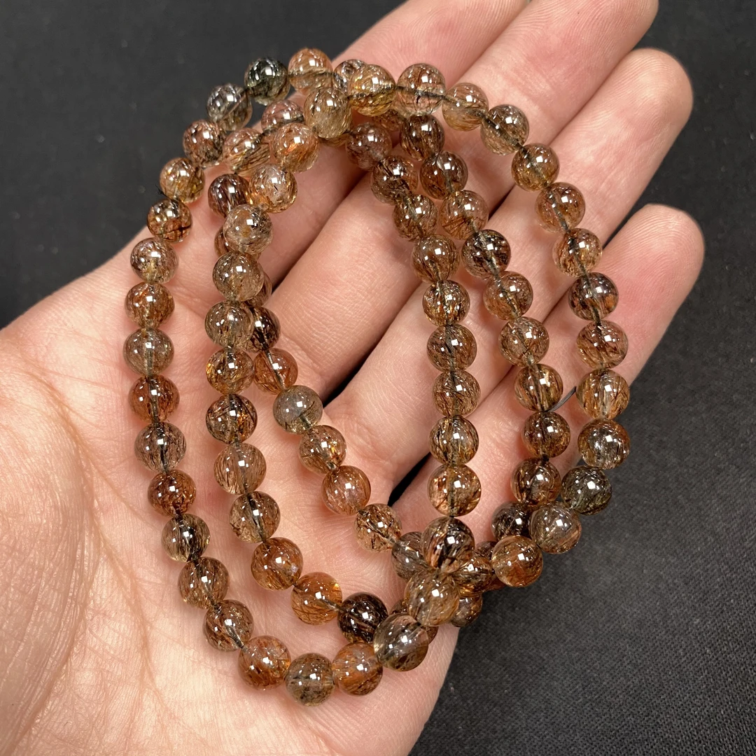 y121 天然黑金超多圈手链6mm+多样性发一