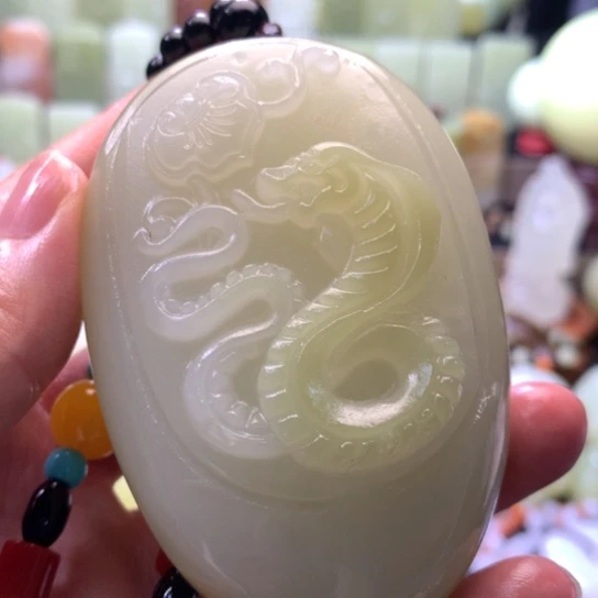 石材方解石手把件