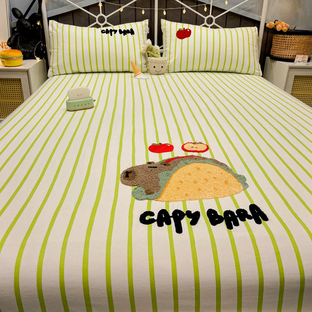 A类加厚全棉老粗布床笠罩纯棉亚麻儿童全包床单床垫套保护罩