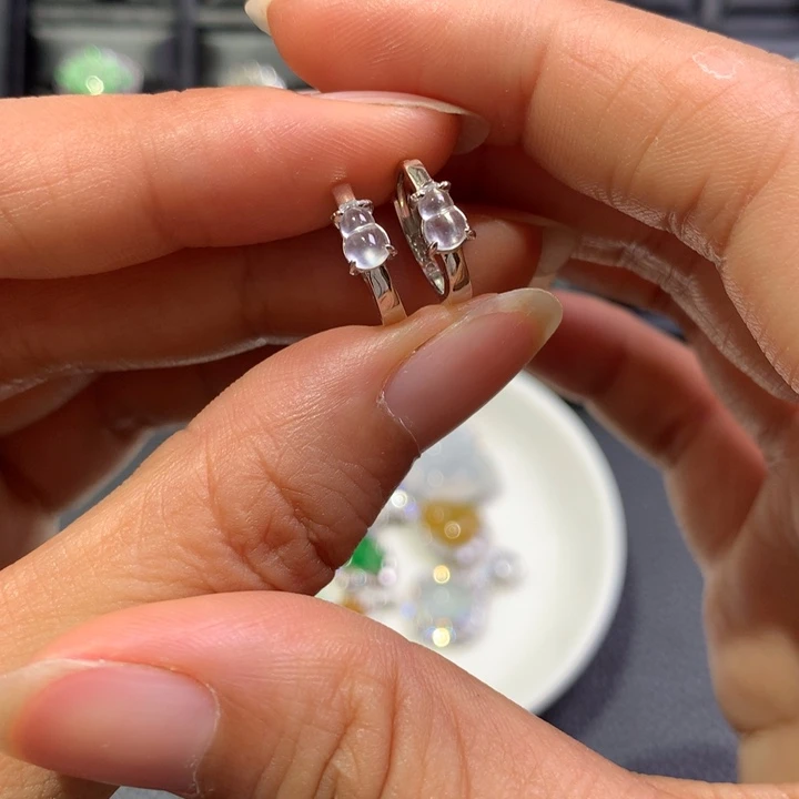 翡翠银S925镶嵌耳饰