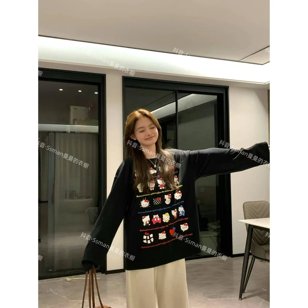 Ssman【红kt慵懒T恤】卡通kt圆领套头春季韩版T恤