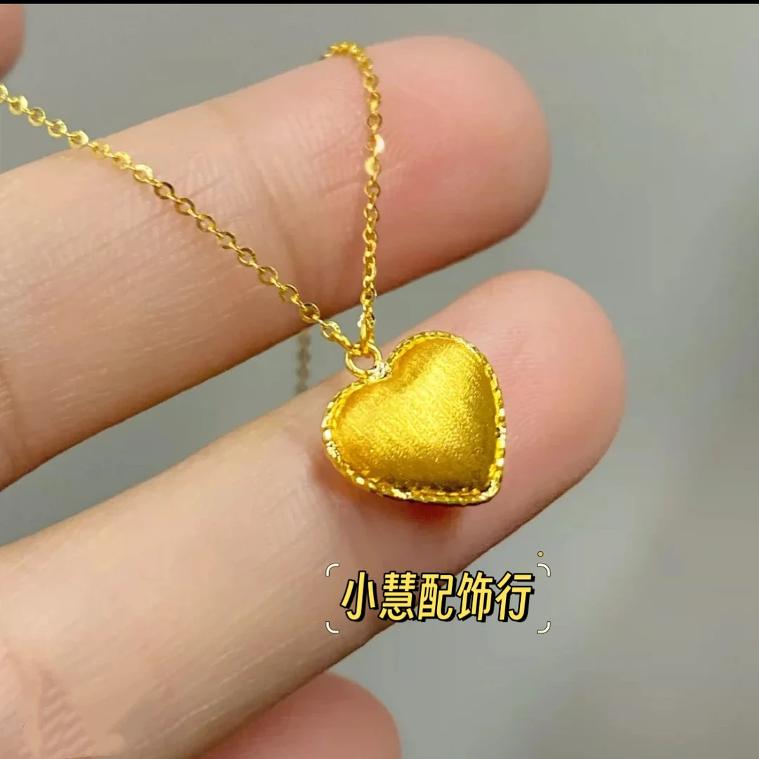 合金项链 【小慧家】新中式一见倾心双面爱心项链复古百搭时尚