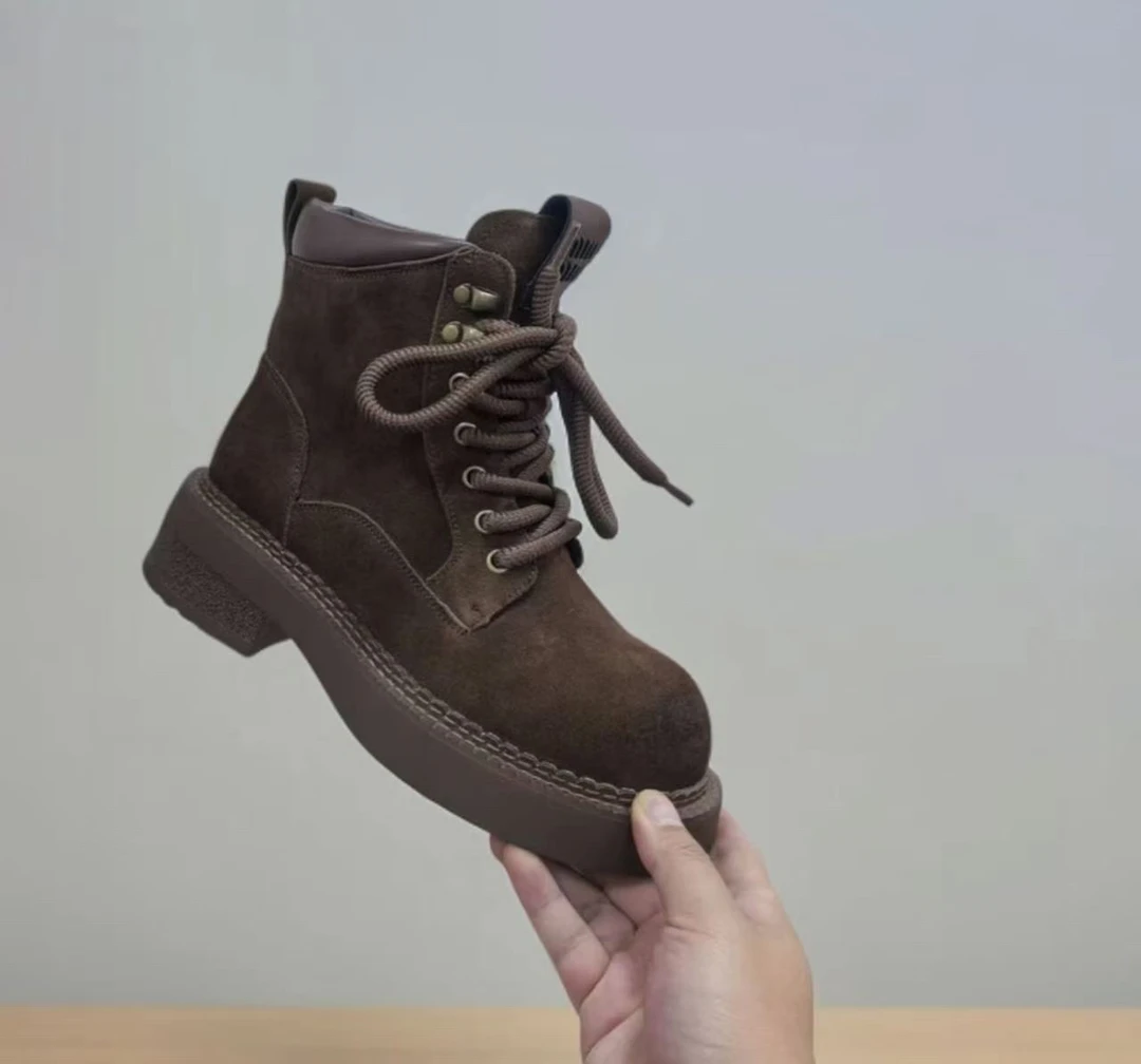 女士低跟交叉绑带系带马丁靴英伦风马丁靴女鞋0562-86