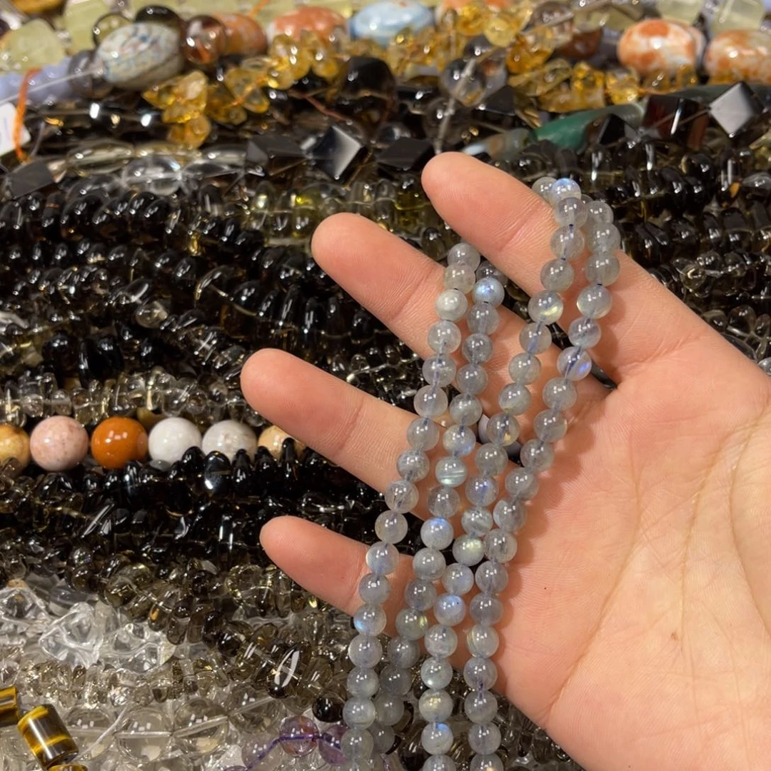 玛瑙/玉髓散珠灰月光卡6