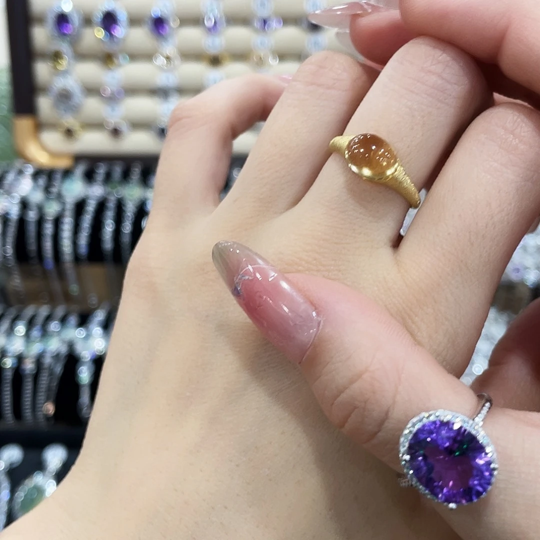 芜***噜黄晶戒指银S925镀金镶嵌