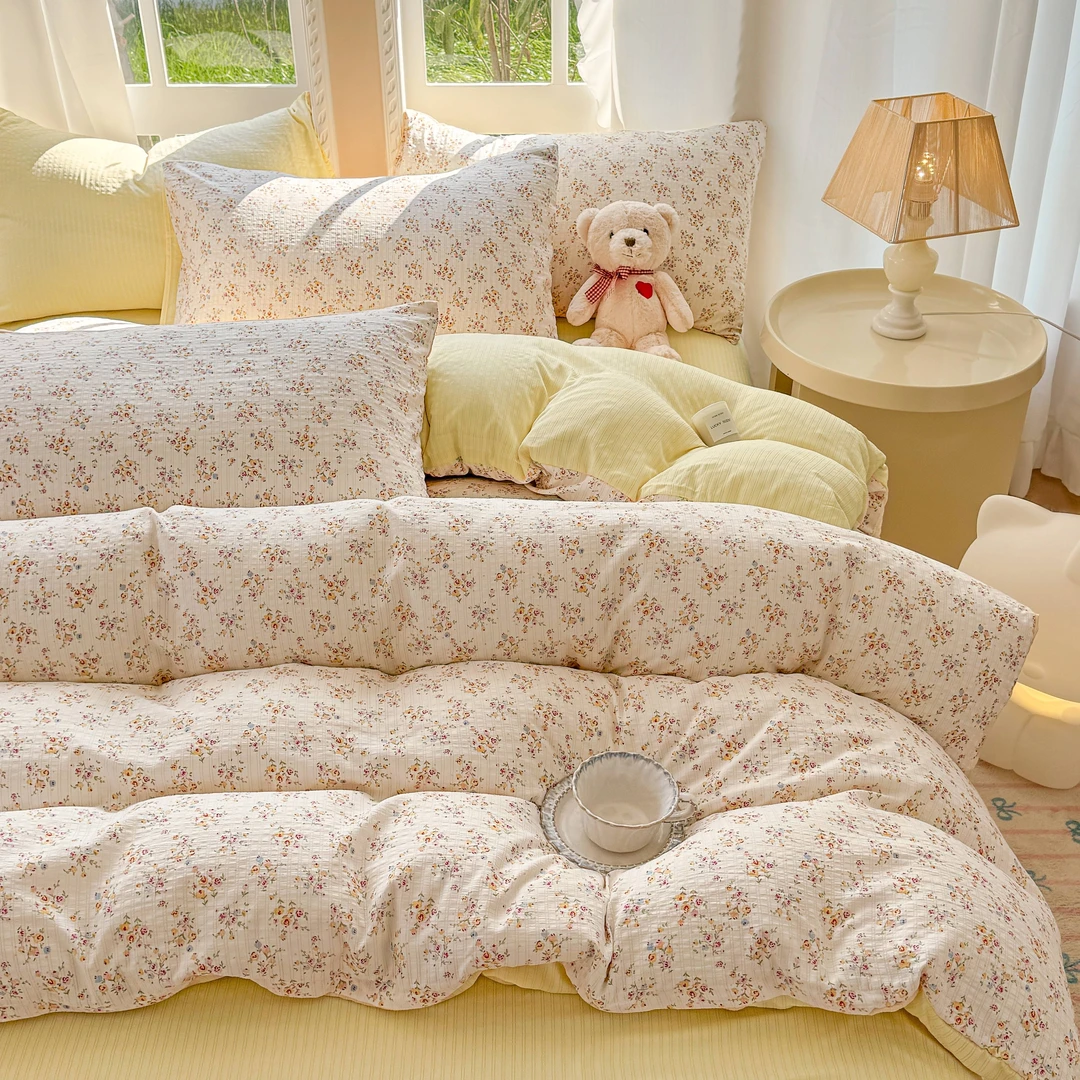 彩竺棉提花A类母婴级款三件套亲肤透气纯绵裸睡床上四季25年爆款4