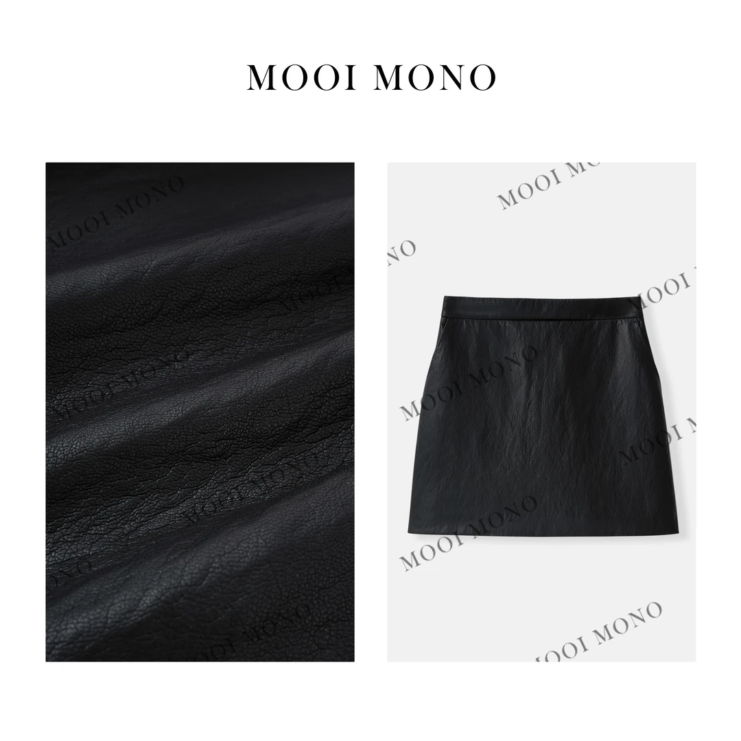 MOOI MONO"魅惑巴黎"显瘦百搭时尚秋冬短款简约气质皮裙 S554T44
