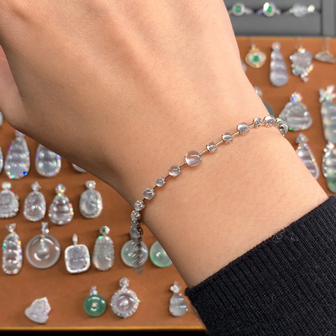 【闪购商品】翡翠手链18K金镶嵌手链